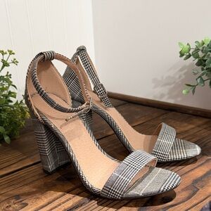 Charlotte Russe Checkered Block Heel Sandals